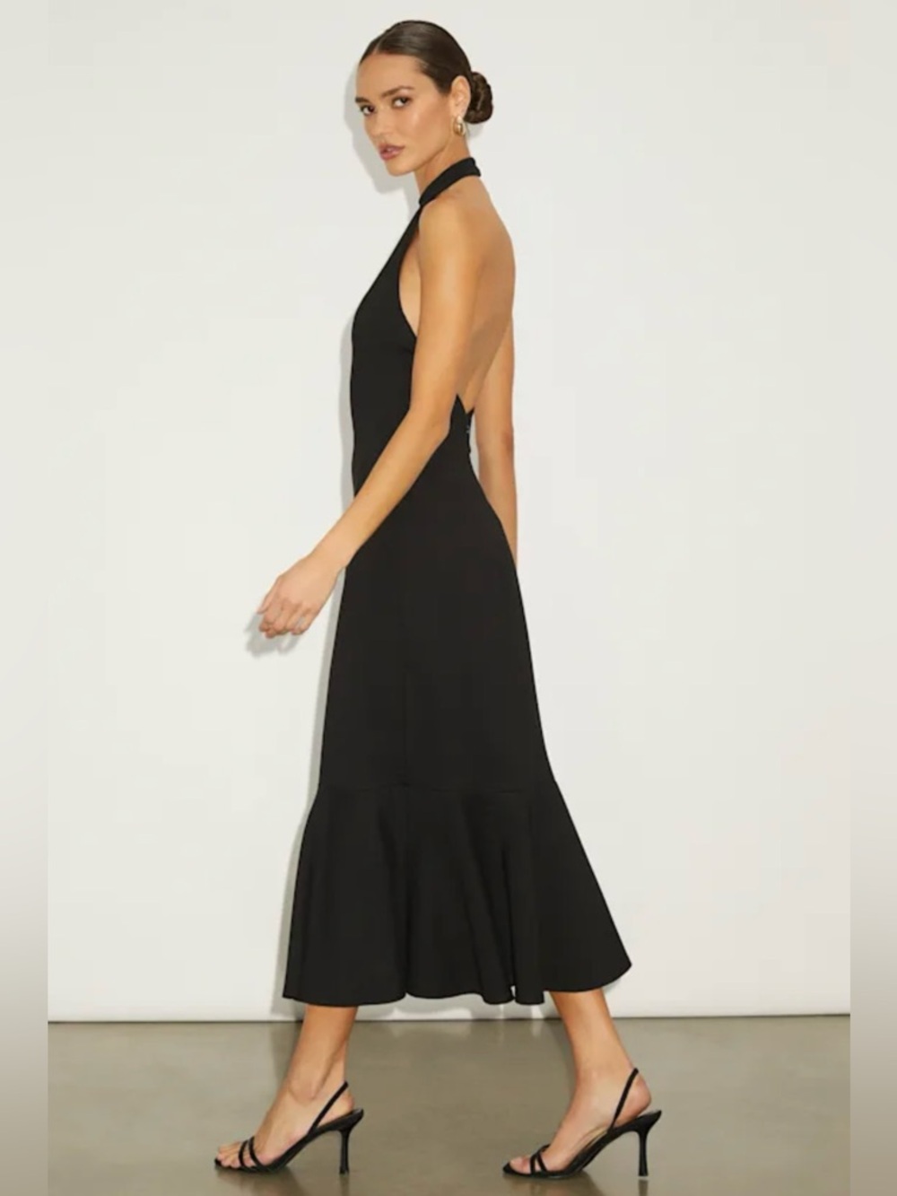 Lulus Chic Masterpiece Black Backless Trumpet Hem Midi Dress XL NWT